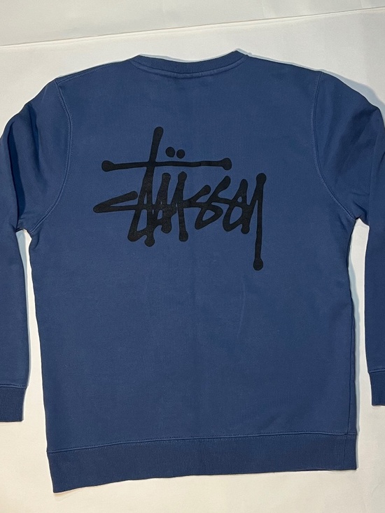 Stussy Classic Crew Sweatshirt Steel Blue Mens S - Picture 2 of 5